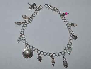 ARTISAN STERLING SILVER CHARMS ANKLE BRACELET ANKLET 