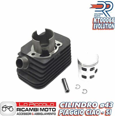 Cilindro E Pistone Piaggio Per Ciao SP.12 - Diametro 43mm, Ricambio Originale KT00066