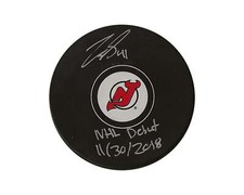Michael McLeod Autographed New Jersey Devils Autograph Model Puck Inscribed 