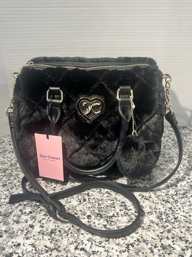 NWT Juicy Couture Let’s Get Cozy Plush Satchel/ Crossbody In Liquorice