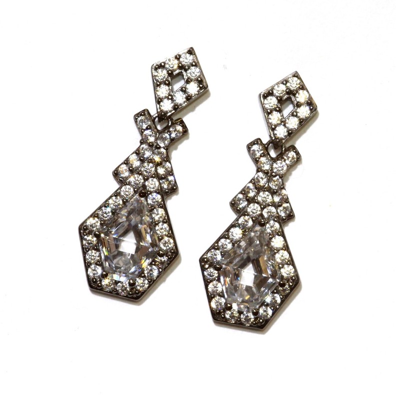 Kiera Crystal 925 Sterling Silver Black Rhodium dangle earrings unique 