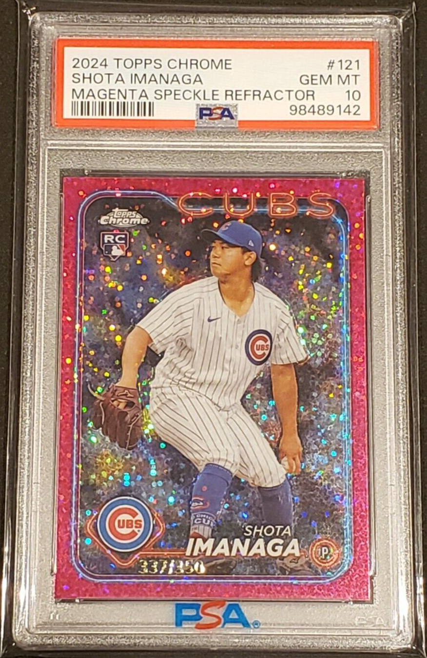 2024 TOPPS CHROME MAGENTA SPECKLE REFRACTOR #121 SHOTA IMANAGA RC /350 PSA 10