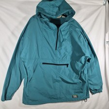 Vintage L.L.Bean Hooded Nylon Anorak Pullover Men’s Large Teal Made in USA