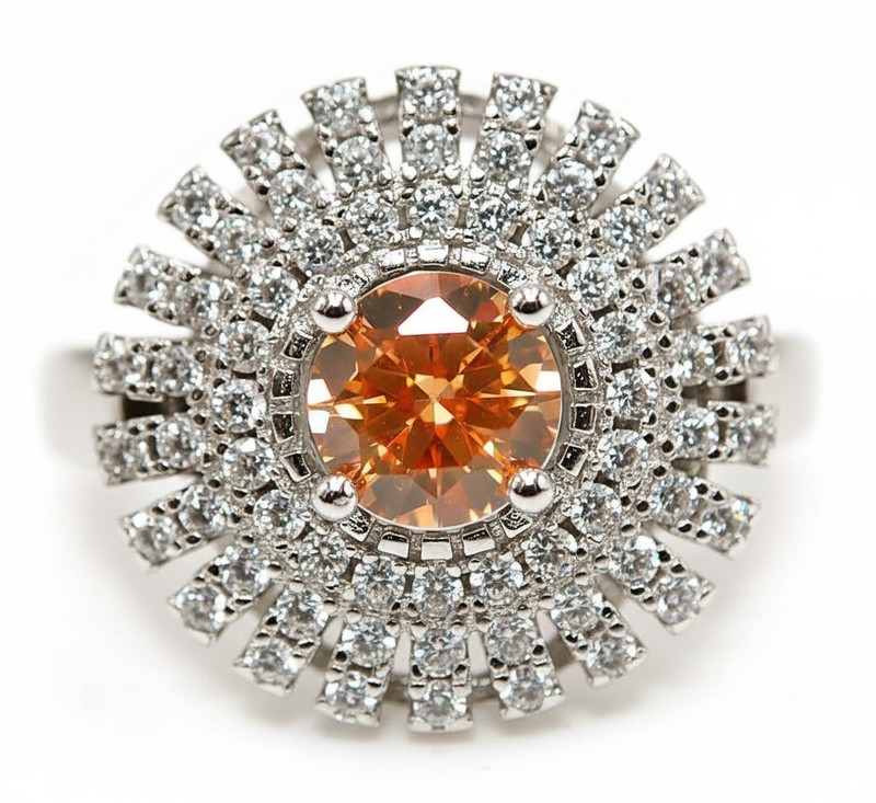 3CT  Padparadscha 925 Sterling Silver Ring Sz 8