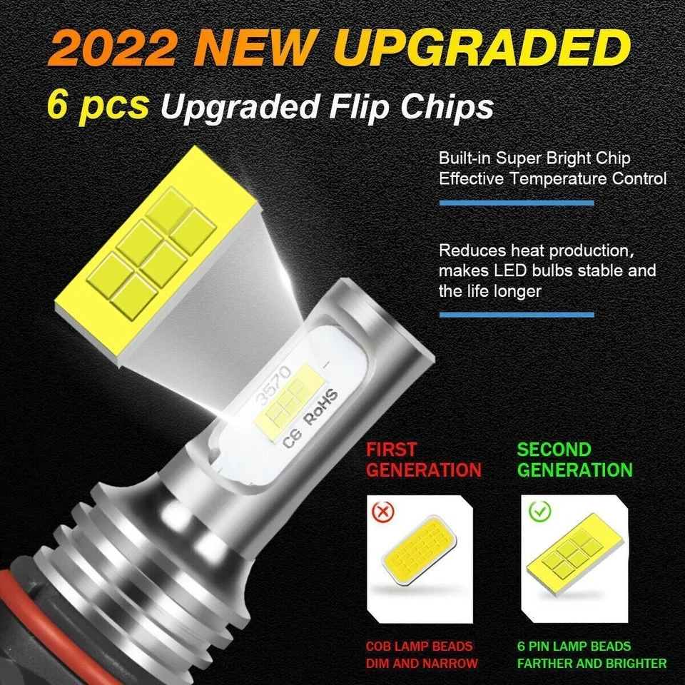 KIT COMBINADO de bombillas de faros LED de haz alto/bajo para Chevy C1500 2500 3500 1990-98 8000K Foto 2 de 4