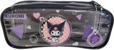 Pencil Case Hello Kitty  Friends Kuromi Clear Black Zipper Pouch Bag 8x5" NEW