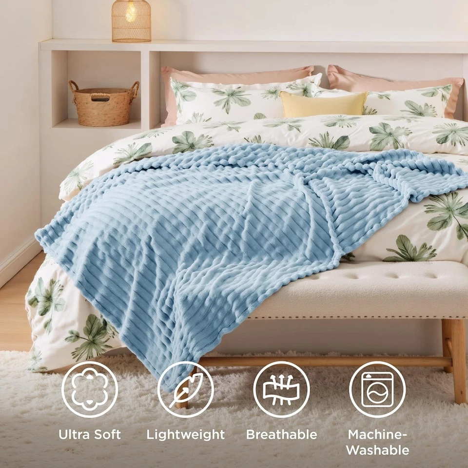 Manta polar azul suave moderna Bedsure 50 X 60 suave ligera transpirable Foto 3 de 4