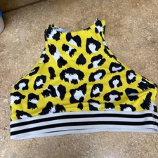 Chestee Weightlifting Sports Bra. Upper Pad Only. Size 8. Black/Yellow Used VGC