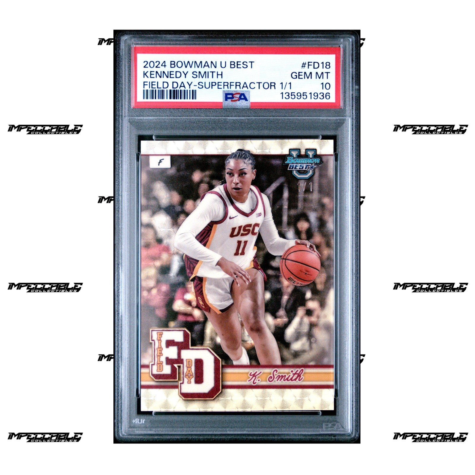 2024-25 Bowman U Best - #FD-18 Kennedy Smith Rookie 1/1 SUPERFRACTOR PSA 10