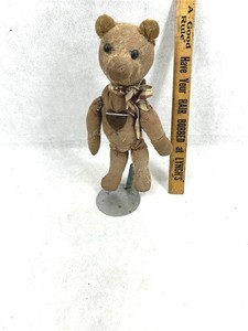 antique teddy bear raggy straw bald mohair rag doll rough primitive original
