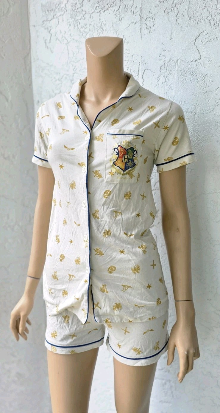 Universal Studios Harry Potter Hogwarts Pajama Shirt Short Set Women's Xs