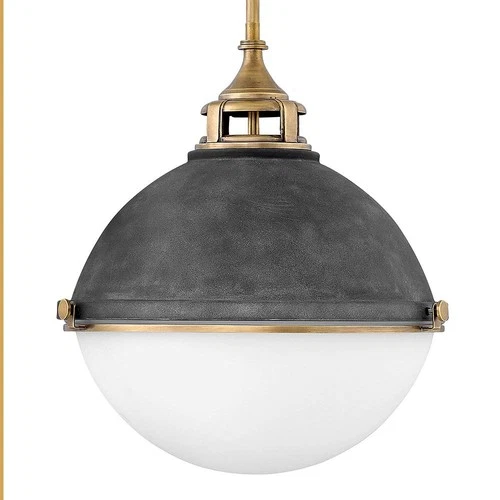 Hinkley Fletcher 18" Wide Aged Zinc and Gold Pendant Light - Picture 5 of 10