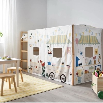 Ikea KURA Kids Bunk Bed Curtain Market Stall Play Store Pattern New 205.061.50