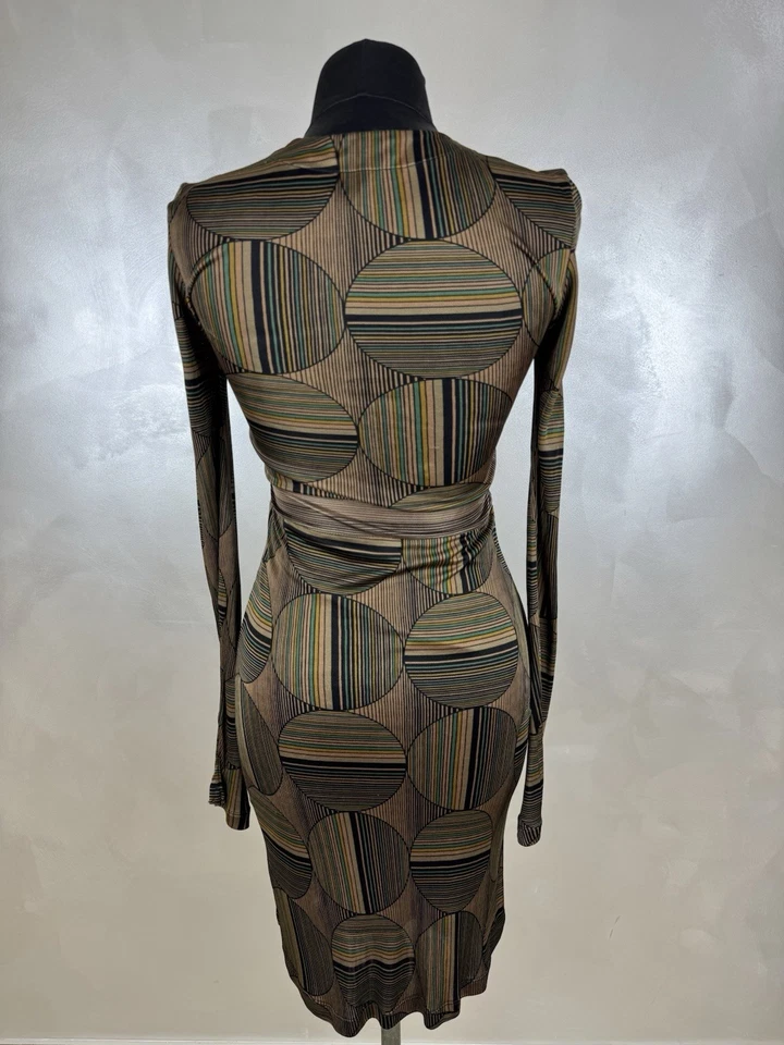 Vestido Custo Barcelona Manga Larga Talla 1 S Jersey Geométrico Rayas Cuello en V Foto 4 de 4