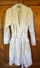 LL Bean Mens L Terry Cloth Robe Turkey 100 Cotton White Spa Belt