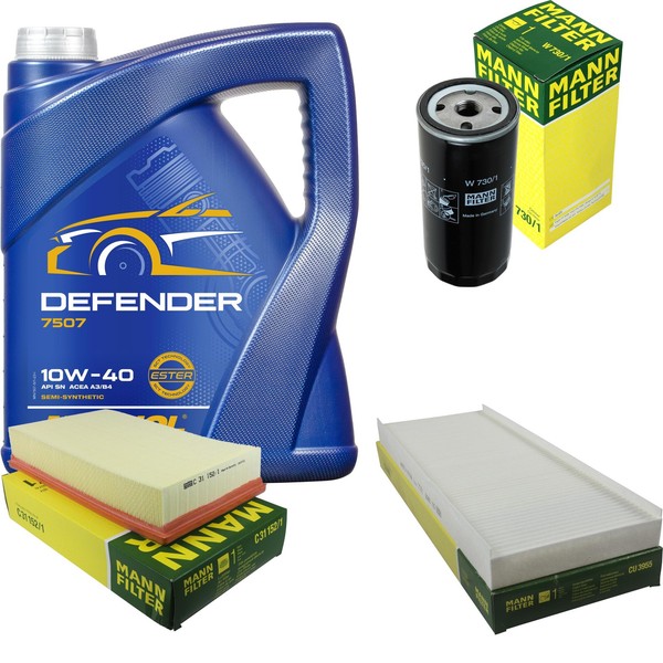 Mann Inspektionspaket Filterset 5L Mannol Defender 10W-40 FüR Audi 80 1.9 TDI-image