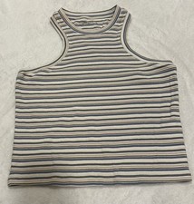Abercrombie  Fitch Striped Ribbed Cropped Sleeveless Women's Tank Top L