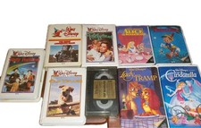 Walt Disney Lot of 9 Betamax Beta Tapes Cinderella Alice in Wonderland Clamshell
