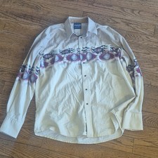 Vintage Wrangler Western Geometric Cotton Long Sleeve Button-Up Shirt