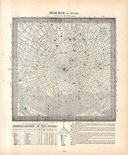 1888 Antique North Pole Star Map Constellation Chart Astronomy Print 3027