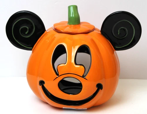 Disney Parks Mickey Mouse Ceramic Halloween Pumpkin Tea Light Candle Holder