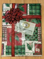 Vtg Tablecloth Flannel Tablecloth Sultan's Linens 52" X  52" Christmas New