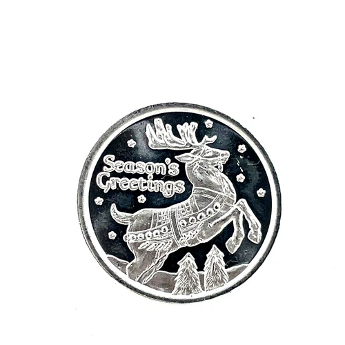 Season's Greeting DEER  1/4 Oz 999 Silver Proof Coin
