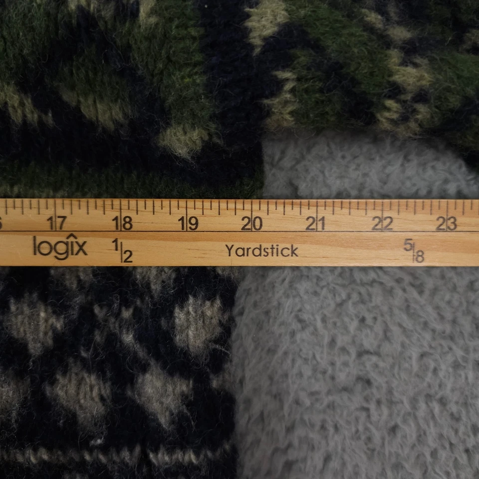 VTG 90s J Crew Sweater Men Medium Blue Fair Isle Nordic Heavy Fuzzy Wool Knit - Image 4 of 4