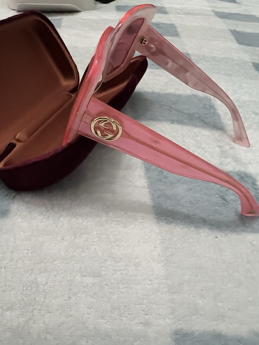 RARE !! Gucci Oversized Square Pink Plastic Sunglasses Pink  display picture 2