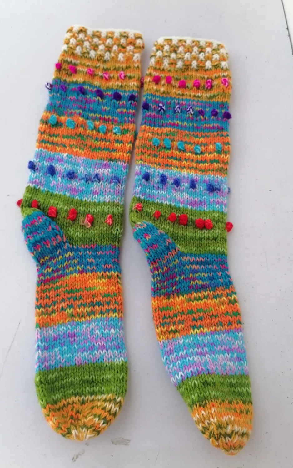 Multicolor Andean Wool Knitted Warm Socks for Winter