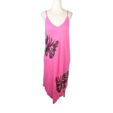 Vintage Y2K INC Pink Sequin Butterfly Embellished Midi Dress XL