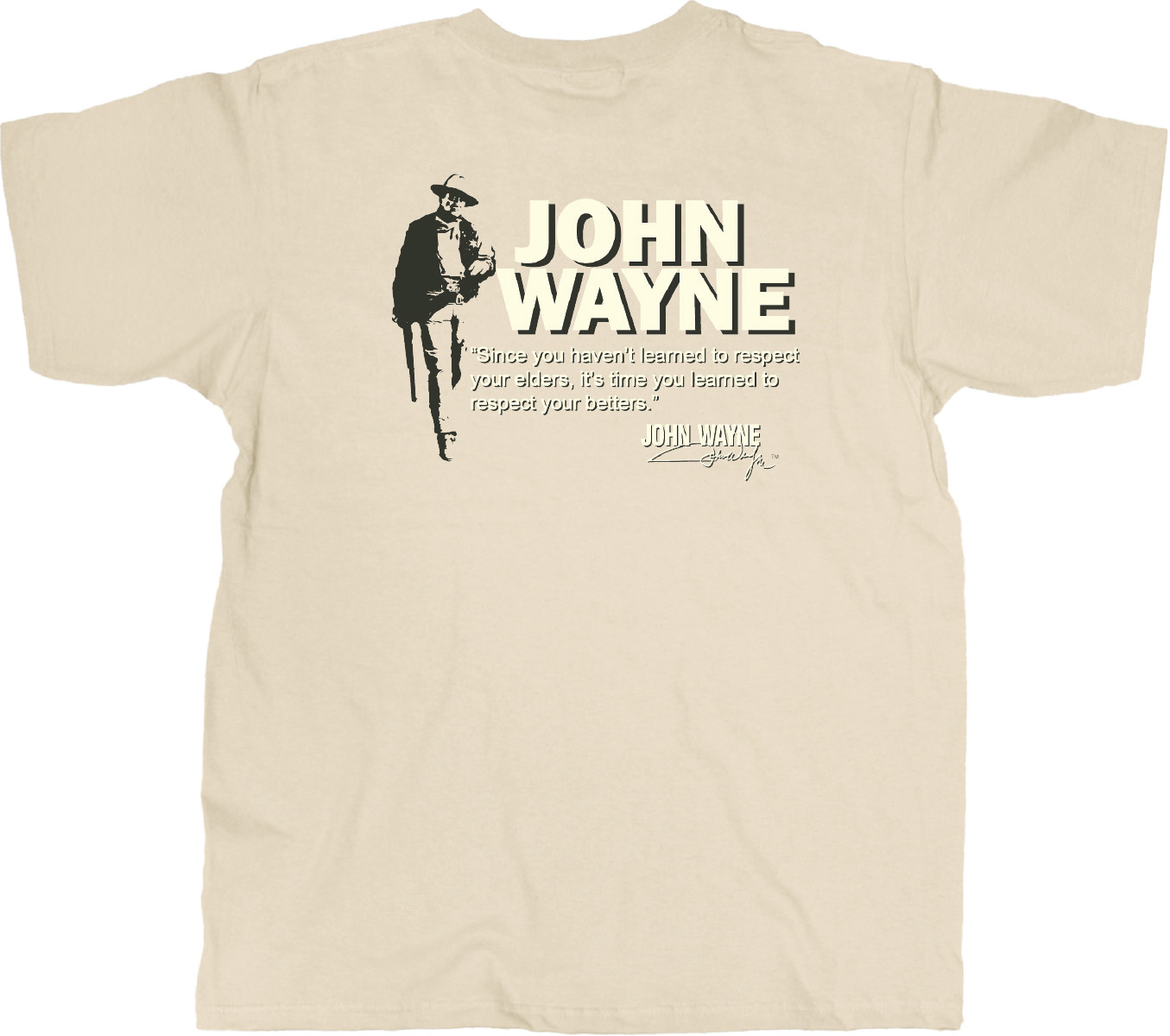 Мужская футболка John Wayne Respect Your Elders, Песочный, Средний цвет