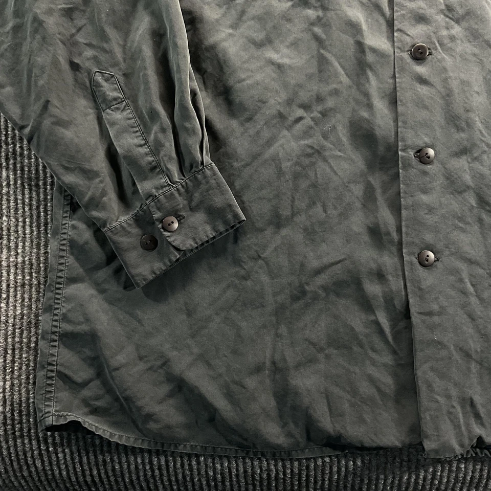 Camisa Tulliano Para Hombres 2XL Gris 100% Seda Abotonada Manga Larga Bolsillo Informal XXL Foto 3 de 4