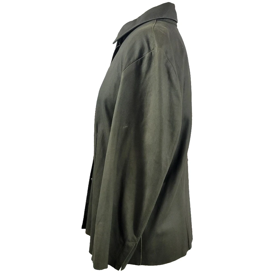 Yansi Fugel Leather Button Up Shirt Green Size XL - Image 2 of 4