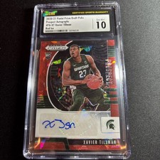 2020-21 Panini Prizm Draft Picks Xavier Tillman Prospect Auto Red Ice CSG 10