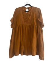 ZARA Women's Terracotta Embroidered Jumpsuit Burnt Orange Sz Small Dress