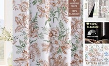 100 Blackout Curtains for 52"W x 63"L Pack of 2 Floral in Caramel and Moss