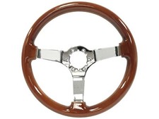 1968-1982 Chevy Corvette Steering Wheel Dark Wood Three Spokes Solid Chrome 14