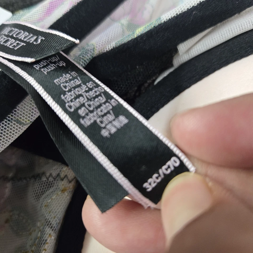 Victoria's Secret Mujer Sujetador 32C Beige Floral Muy Sexy Push Up Encaje Corsé Foto 3 de 4