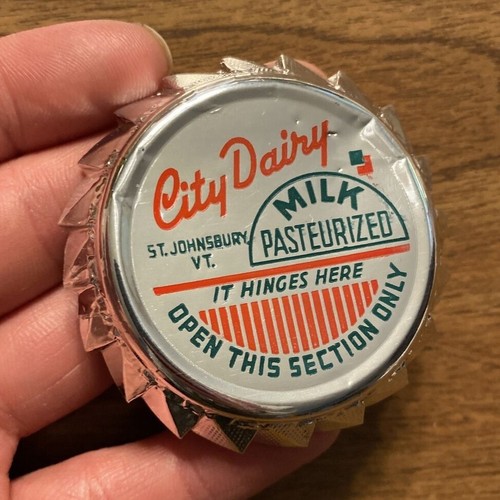 Vintage City Dairy Milch Flaschenverschluss Deckel St. Johnsbury Vermont VT alt A8 - Bild 3 von 12