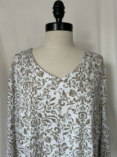 APPLESEED'S braun Viskose Stretch V-Ausschnitt Top T-Shirt Langarm Freizeit Damen XL - Bild 2 von 7
