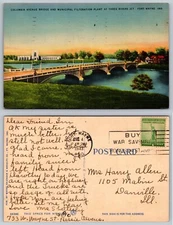 Fort Wayne Indiana IN Columbia Avenue Bridge Three Rivers Junction Postcard