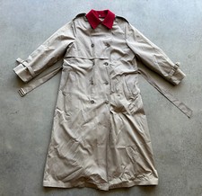 Vintage London Fog Tempo Europa Beige Wool Lined Trench Coat Size 14 Reg USA