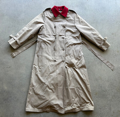 Vintage London Fog Tempo Europa Beige Wool Lined Trench Coat Size 14 Reg  USA