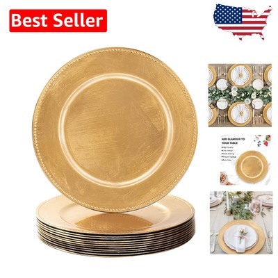 Luxury Beaded Gold Charger Plates Set of 12 - Perfect for Weddings & Events
