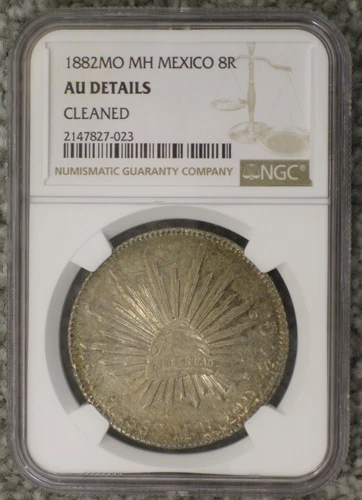 1882 MO MH Silver 8 Reales Mexico NGC Certified AU Details cleaned 8R