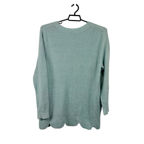 Lane Bryant Scalloped Hem Crew Sweater Women's 18/20 Blue Soft New - Picture 2 of 11