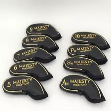 Golf Iron 5-10-P-S-A Head Cover Majesty Classic Logo Style Black Magnetic