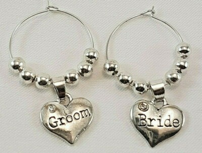 Personalisierte Weinglas Charms Gastgeschenke Hochzeit Party Tischdeko Silber