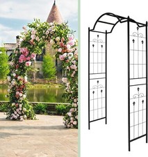 7.6ft High Metal Garden Arch for Climbing Plants Roses Vines Outdoor Garden Lawn
